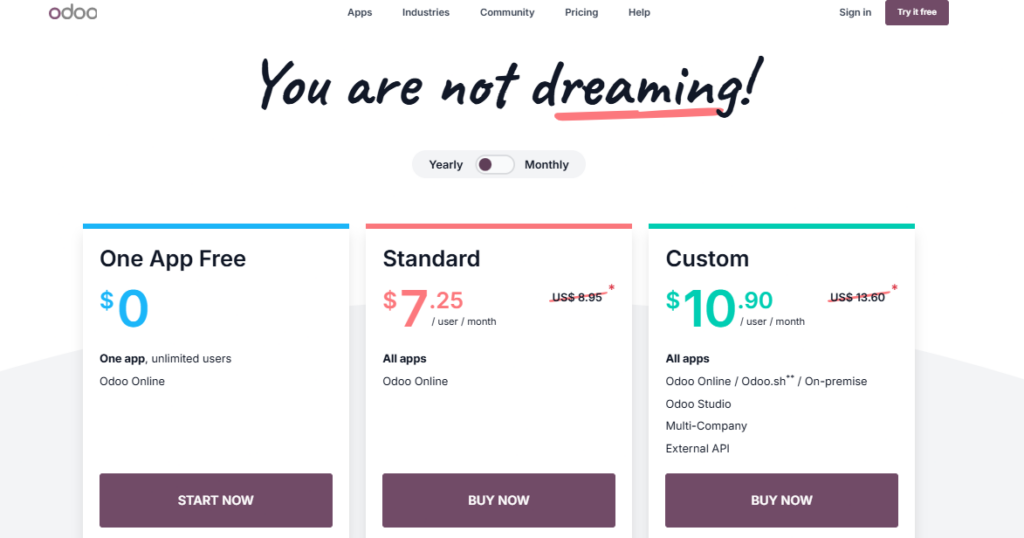 Odoo vs ERPNext pricing comparison overview