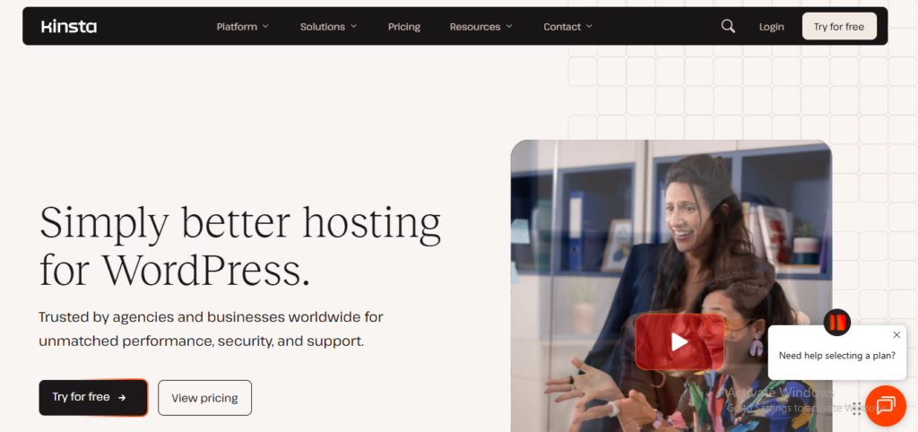 Kinsta managed WordPress hosting homepage