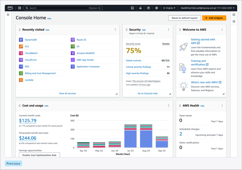 Amazon Web Services AWS cloud hosting homepage
